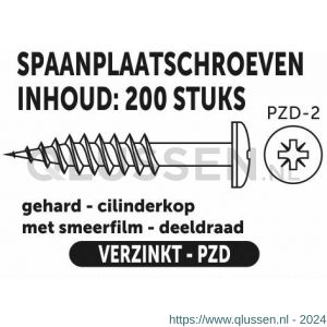 Private-Label spaanplaatschroef cilinderkop-kruiskop verzinkt 5.0x70/42 mm doos 200 stuks 52269