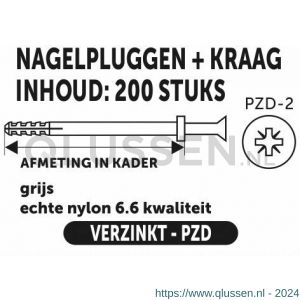 Private-Label nagelplug met kraag grijs 5x30 mm doos 200 stuks 52529