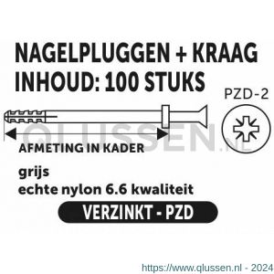 Private-Label nagelplug met kraag grijs 8x60 mm doos 100 stuks 52536