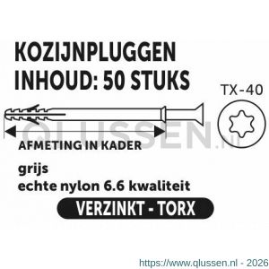 Private-Label kozijnplug grijs 10x100 mm doos 50 stuks 52550