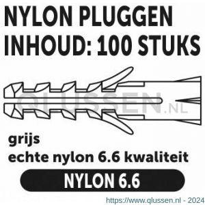 Private-Label nylon plug grijs 4x20 mm doos 100 stuks 52554