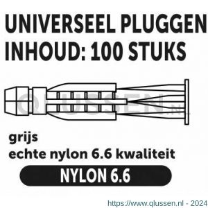 Private-Label universeelplug met kraag grijs 6x36 mm doos 100 stuks 52565