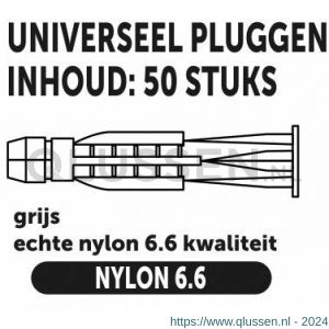 Private-Label universeelplug met kraag grijs 10x60 mm doos 50 stuks 52569