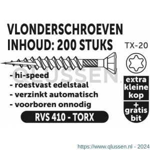 Private-Label vlonderschroef hi-speed Torx RVS 410 4.5x30 mm doos 200 stuks 52817