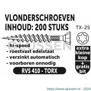 Private-Label vlonderschroef hi-speed Torx RVS 410 5.0x40 mm doos 200 stuks 52825