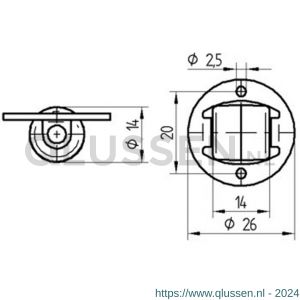 Tente bokwiel zwart 14 mm maximaal 15 kg 56000