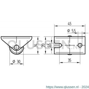 Tente bokwiel zwart 30 mm maximaal 30 kg 56006