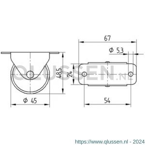 Tente bokwiel zwart 45 mm maximaal 40 kg 56008