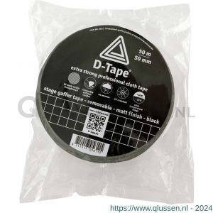 D-Tape ducttape zelfklevend extra kwaliteit verwijderbaar stage gaffer zwart 50 m x 50x0.34 mm 5611