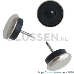 Deltafix viltglijder met nagel metaal en rubber chroom 30 mm 634