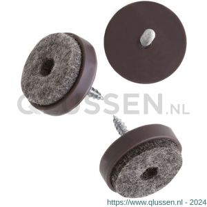 Deltafix viltglijder met schroef grijs vilt houder bruin bruin 28 mm doos 100 stuks 645