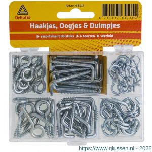 Deltafix assritimentsdoos schroefogen, -duimen, -haken verzinkt assortimnt blister 80 stuks 65115