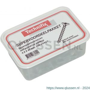 Technifix spaanplaatschroef platkop kruiskop voordeelbak verzinkt 4.0x40 mm voordeelbak 500 stuks 66955