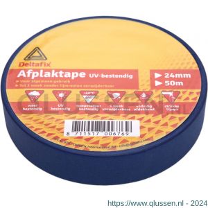 Deltafix afplaktape zelfklevend classic basic met label blauw 50 m x 24 mm 676