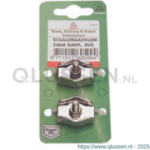 Deltafix staaldraadklem simplex RVS A4 4 mm verpakking 2 stuks 69374