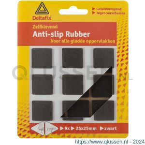 Deltafix anti-sliprubber zelfklevend zwart 25x25 mm verpakking 9 stuks 739