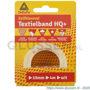 Deltafix ducttape zelfklevend textielband HQ+ wit 4 m x 19 mm 801