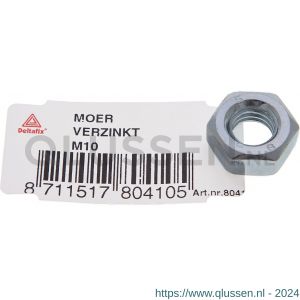 Deltafix moer zeskant verzinkt M10 DIN 934 80410