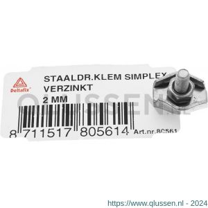 Deltafix staaldraadklem simplex verzinkt 2 mm 80561