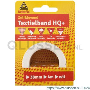 Deltafix ducttape zelfklevend textielband HQ+ wit 4 m x 38 mm 811