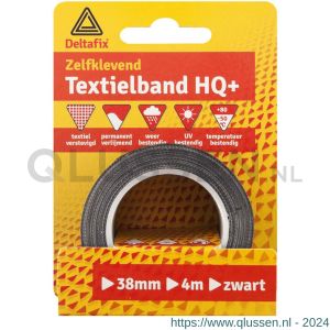 Deltafix ducttape zelfklevend textielband HQ+ zwart 4 m x 38 mm 815