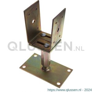 Deltafix paalhouder met verstelbare plaat geel verzinkt M20x100x170 mm 81885