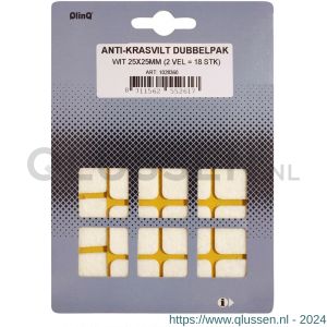 QlinQ zelfklevend anti-krasvilt 25x25 mm wit set 2 vel met 12 stuks 1028360