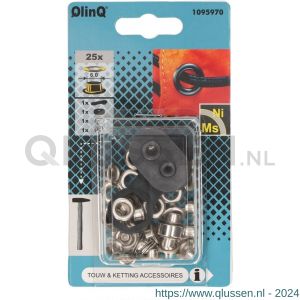 QlinQ zeilring 6 mm vernikkeld set 25 stuks met tool 1095970