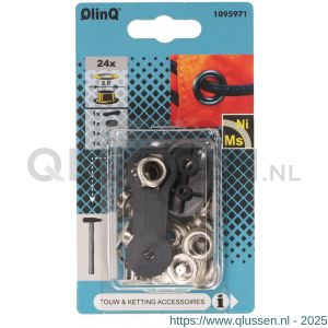 QlinQ zeilring 8 mm vernikkeld set 24 stuks met tool 1095971