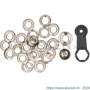 QlinQ zeilring 10 mm vernikkeld set 15 stuks met tool 1095972