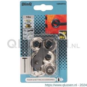 QlinQ zeilring 12 mm vernikkeld set 10 stuks met tool 1095973