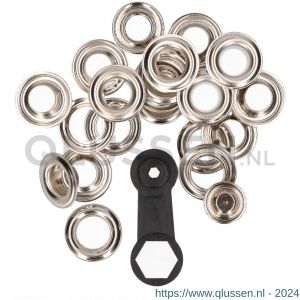 QlinQ zeilring 12 mm vernikkeld set 10 stuks met tool 1095973