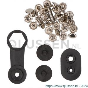 QlinQ holniet 9 mm vernikkeld met tool set 15 stuks 1095976