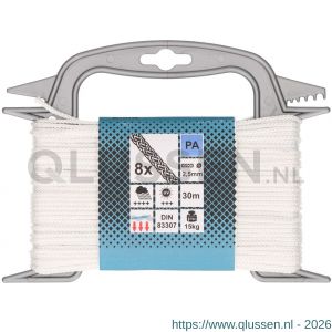 QlinQ nylonkoord PA 2.5 mm gevlochten 30 m rol 1096003