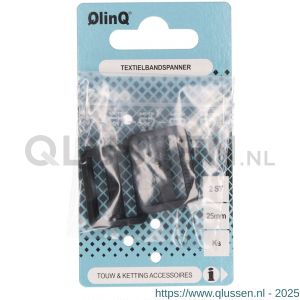 QlinQ textielbandspanner 25 mm zwart set 4 stuks 1096006