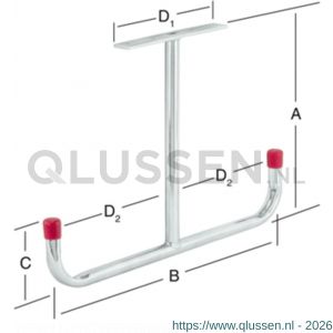 QlinQ plafondhaak-T 293x430x180x52 mm verzinkt 1104245
