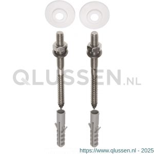 FISI wastafelbevestigingsset stokeind M10x110 mm RVS A2 met plug, ring, moer en geleidring 46136431