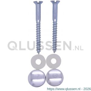 FISI closet toilet bevestigingsset DIN 97 6.0x70 mm verzinkt rozet en afdekkap chroom 46151717