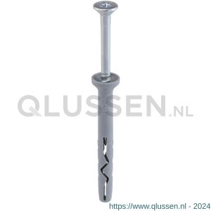 Klimas SM slagplug polyethyleen 8x140 mm platte kop PK Pozidriv PZ 2 verzinkt KLSM08140