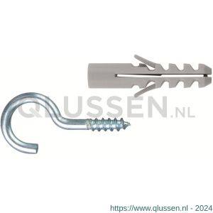 Index TACON met AL-HA plug met schroefhaak 4x20 mm diameter 4 en 16x30/3.1x25 mm nylon blister IXBZALHAT04