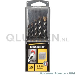 Diager Mega steenboorset 5 stuks 4-5-6-8-10 mm 14400034