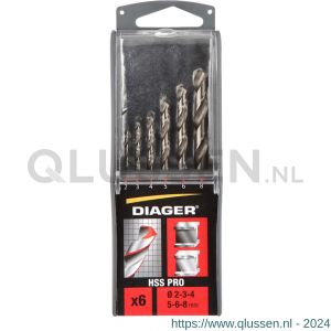 Diager HSS PRO staalborenset 6 stuks 2-3-4-5-6-8 mm 14400070