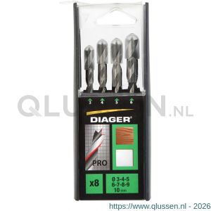 Diager PRO houtspiraalboorset 8 stuks 3-10 mm 14400112