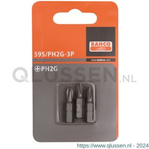 Bahco 59S/PH2G 3P bit 1/4 inch 25 mm Phillips PH 2 gips 3 delig 59S/PH2G-3P