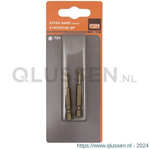 Bahco 61H/50T 2P bit 1/4 inch 50 mm Torx T 20 gehard 2 delig 61H/50T20-2P