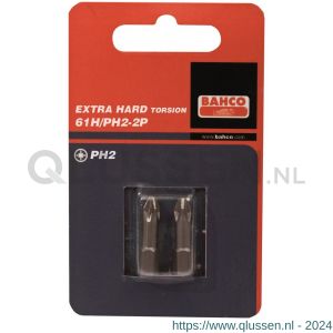 Bahco 61H/PH 2P bit 1/4 inch 25 mm Phillips PH 1 gehard 2 delig 61H/PH1-2P