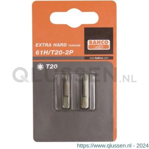 Bahco 61H/T 2P bit 1/4 inch 25 mm Torx T 30 gehard 2 delig 61H/T30-2P