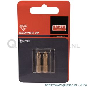 Bahco 63D/PH 2P bit 1/4 inch 25 mm Phillips PH 2 diamant 2 delig 63D/PH2-2P