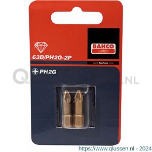 Bahco 63D/PH2G-2P bit 1/4 inch 25 mm Phillips PH 2G diamant 2 delig 63D/PH2G-2P