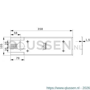 Dormakaba BTS 80 dekplaat voor BTS80 /F/EMB/FLB RVS (7410) 46700000